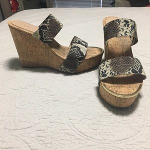 ALDO snake print wedges